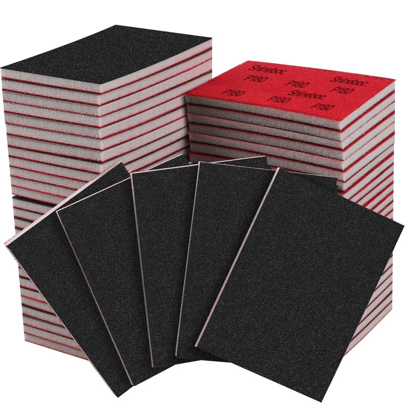 Shineboc 48 Pcs 3 x 4 Inch 180-3000 Grit Sanding Sponge Set, Ultra Fine Sanding Sponges Pads, Soft Foam Hand Sander Block Wet Dry Sandpaper for Model Drywall Metal Wood Furniture Polishing - Image 1